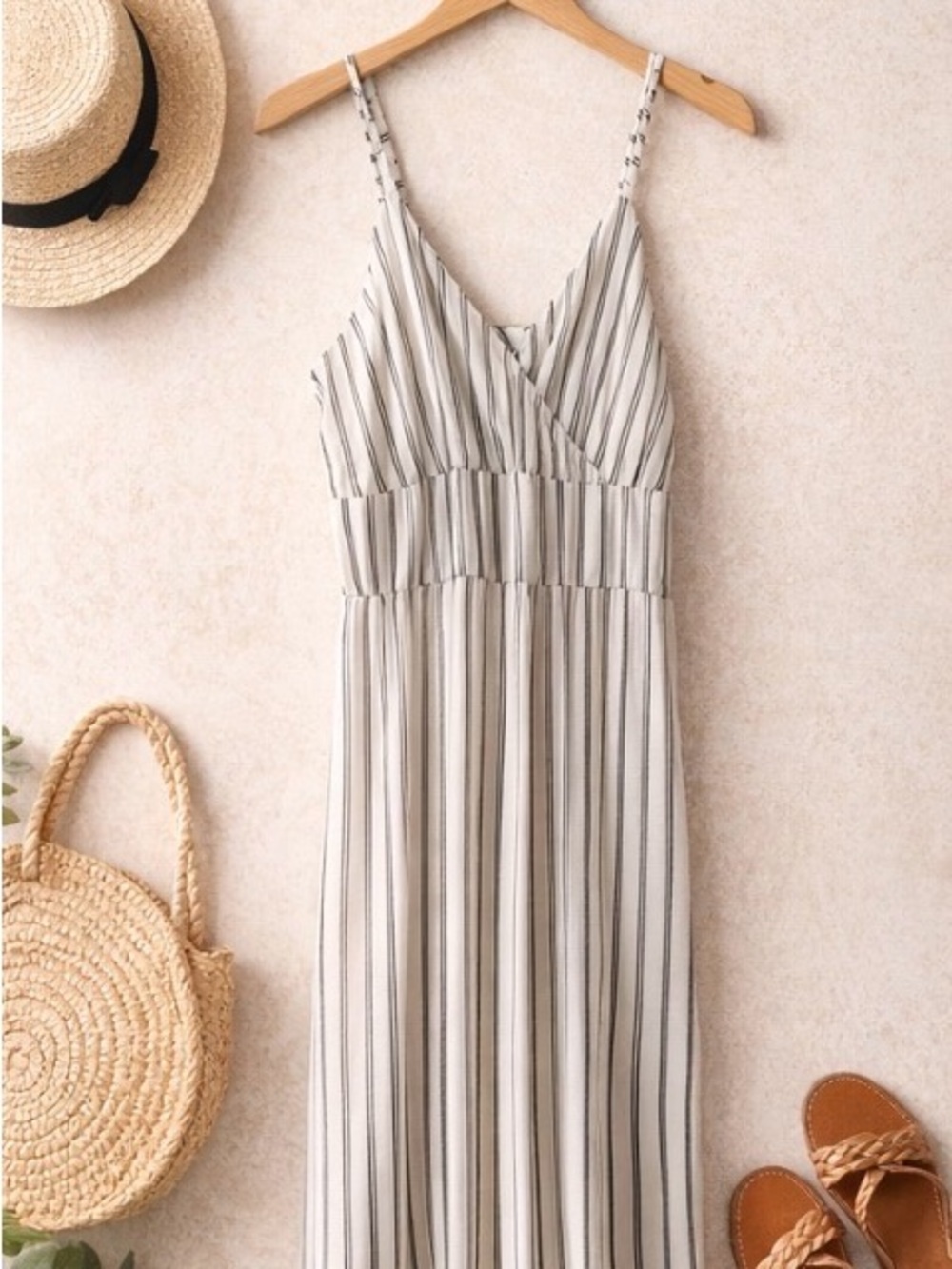 3/$20 Striped Jumpsuit in Cream and Black